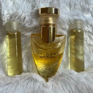 Bulgari Pour Femme Set with TWO Refills - Gold; Vintage Bottle; Gorgeous Scent!